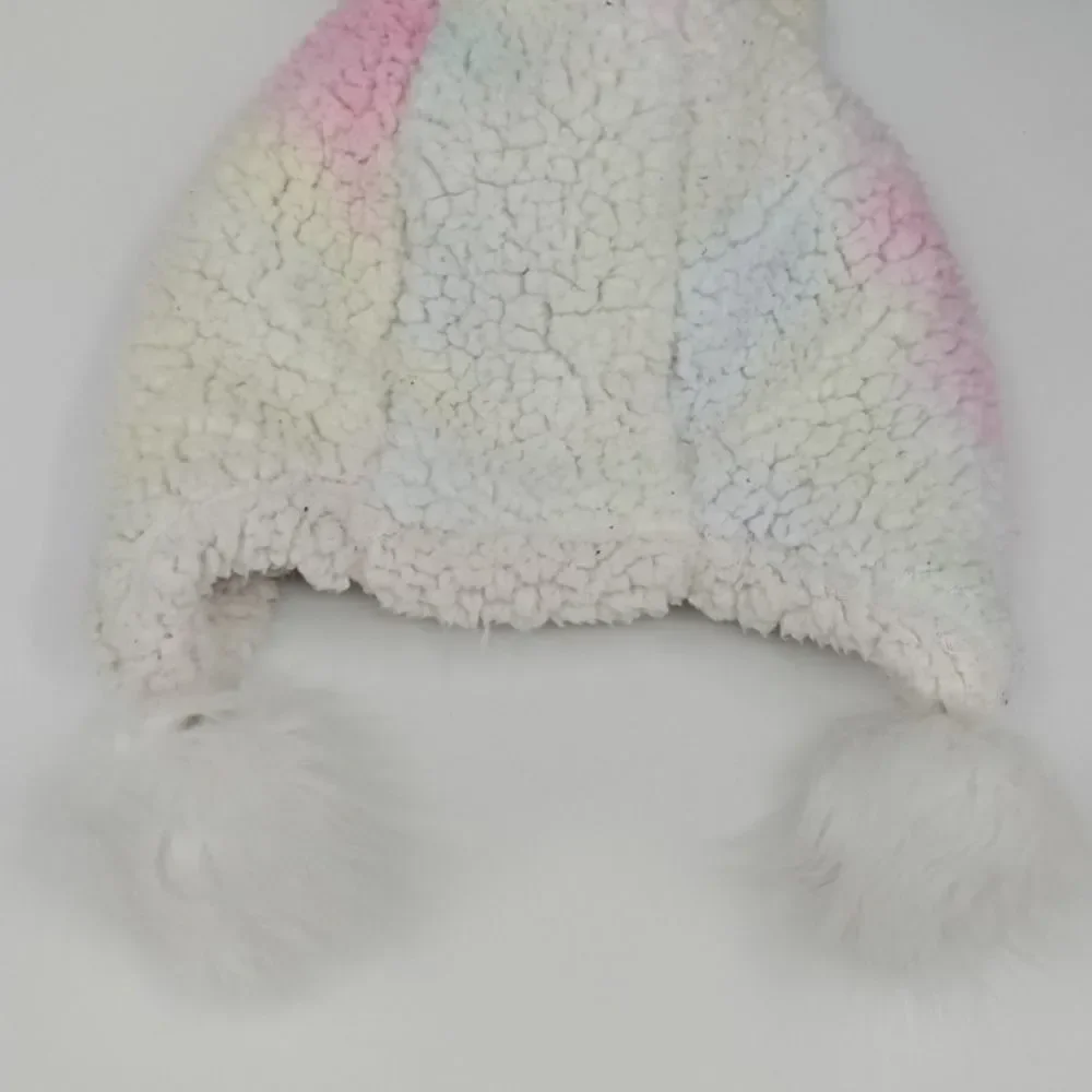 Unicorn Fleece Hat for Kids - Pink and White